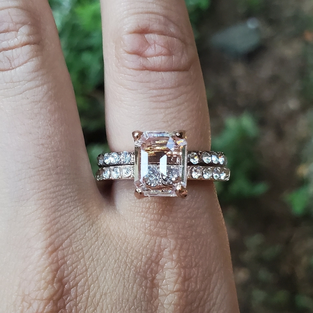 NWOT 18K GF Rose Gold White Topaz Engagement Rings - Picture 6 of 15